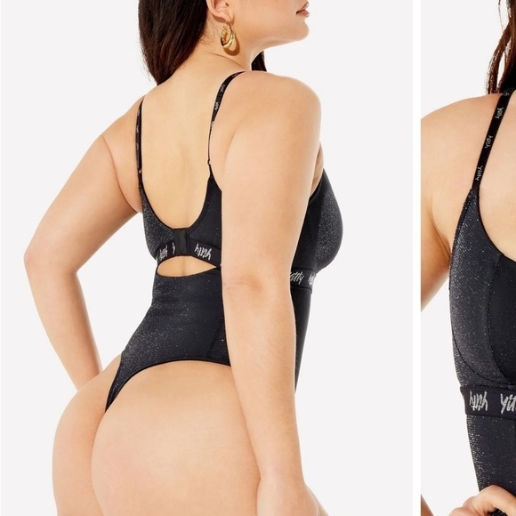 NWT yitty spotlight shaping demi cup thong bodysuit In shimmering black - Picture 4 of 16